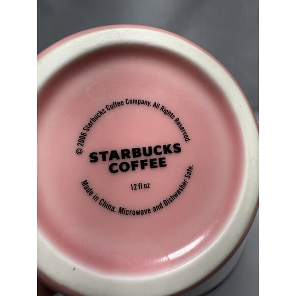 Starbucks Coffee Pink Polka Dot Cup & Saucer Set 12 oz‎ 2006 Pastel Dots Mug NEW - Picture 6 of 9